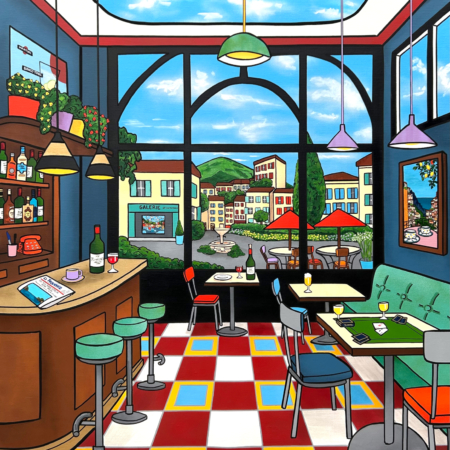 La Partie de Cartes - tableau contemporain de Fred Alione