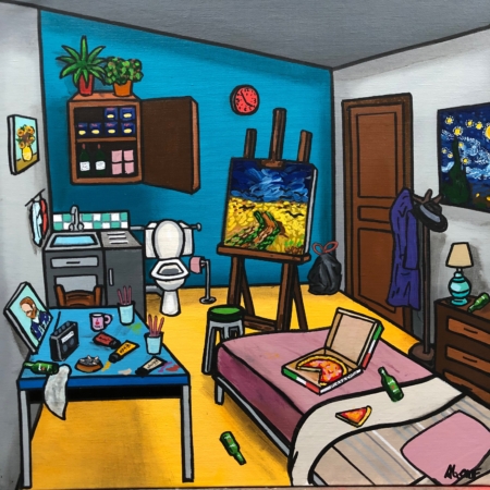 La Chambre de Van Gogh de Fred Alione, huile sur toile originale inspirée de l'univers de Vincent Van Gogh.