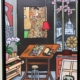Tableau contemporain Un sens à sa vie de Fred Alione représentant un intérieur moderne ouvert sur un paysage lumineux.
