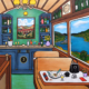 Tableau contemporain Westcoast Railway de Fred Alione inspiré du voyage en train et des paysages ferroviaires.