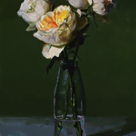 Roses anglaises – huile sur toile originale de Laurent Dauptain