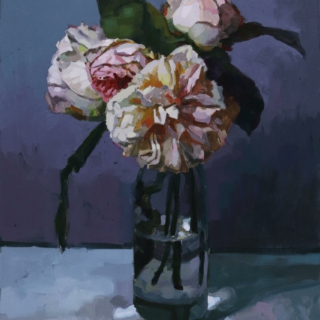 roses du jardin huile sur toile Laurent Dauptain