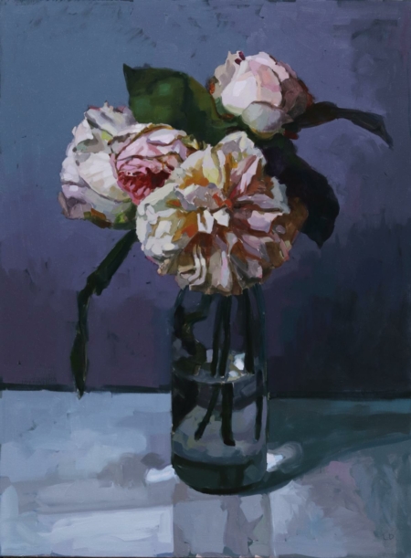 roses du jardin huile sur toile Laurent Dauptain